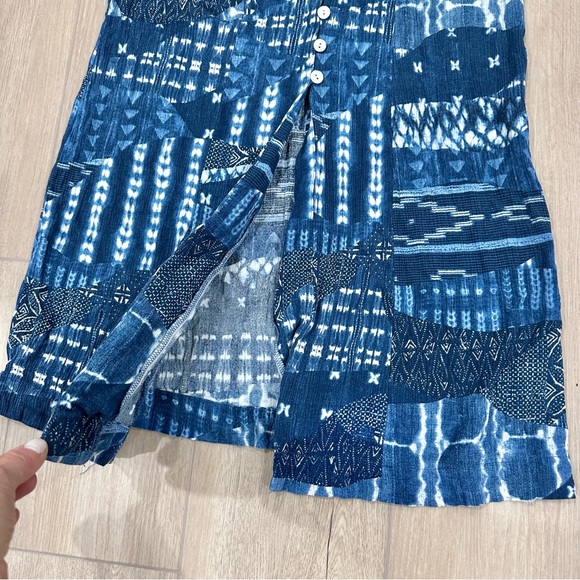 Karen Kane Bali blue abstract midi skirt button front XS - Picture 4 of 9